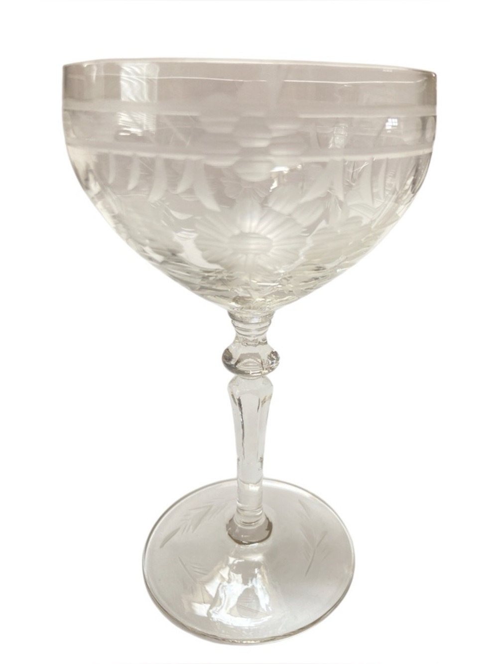6 Vintage Rock Sharpe‎ 2011-27 Crystal Coupe Champagne Sherbet Glasses Floral